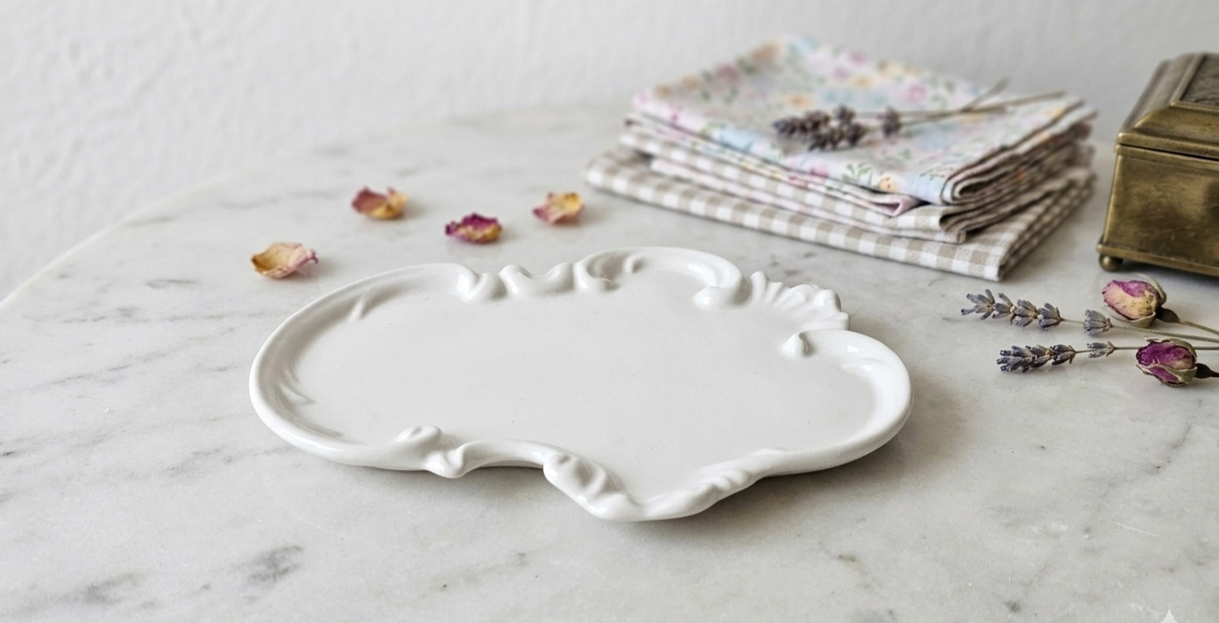 Tăviță din Praf Ceramic cu Formă Conturată (20x16cm)